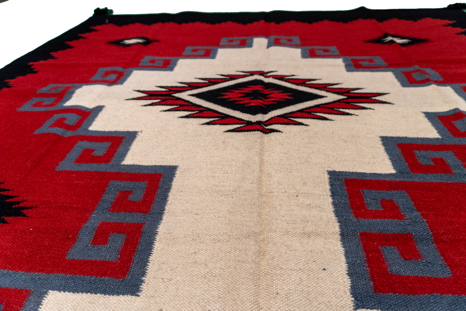 W 6 L 9 Kilim Navajo 100% Wool Hand-Woven All-Over Design - 66497