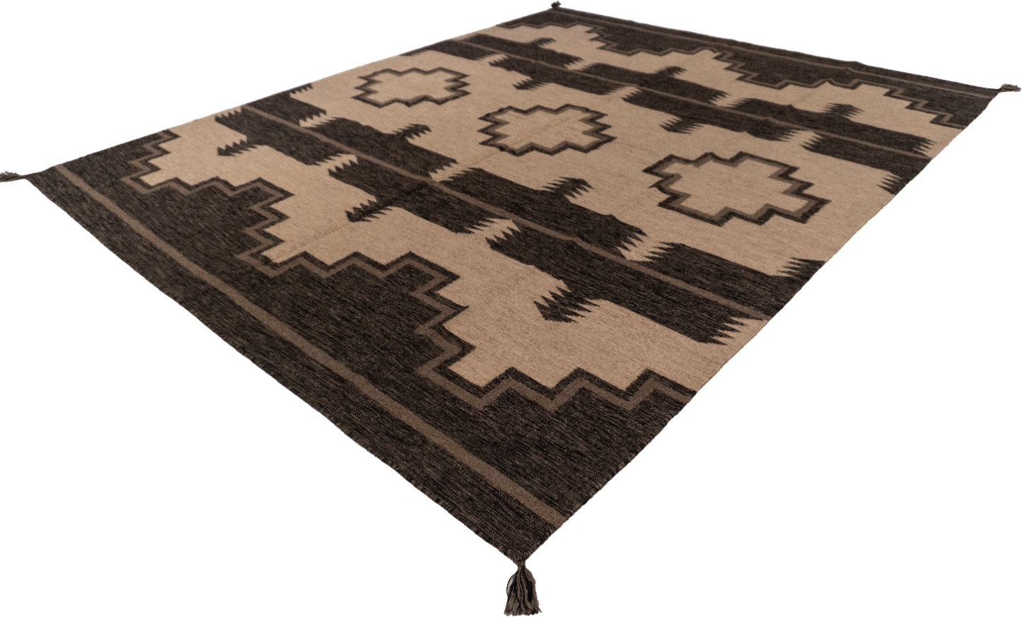W 8 L 10 Kilim Navajo 100% Wool Hand-Woven All-Over Design - 66499