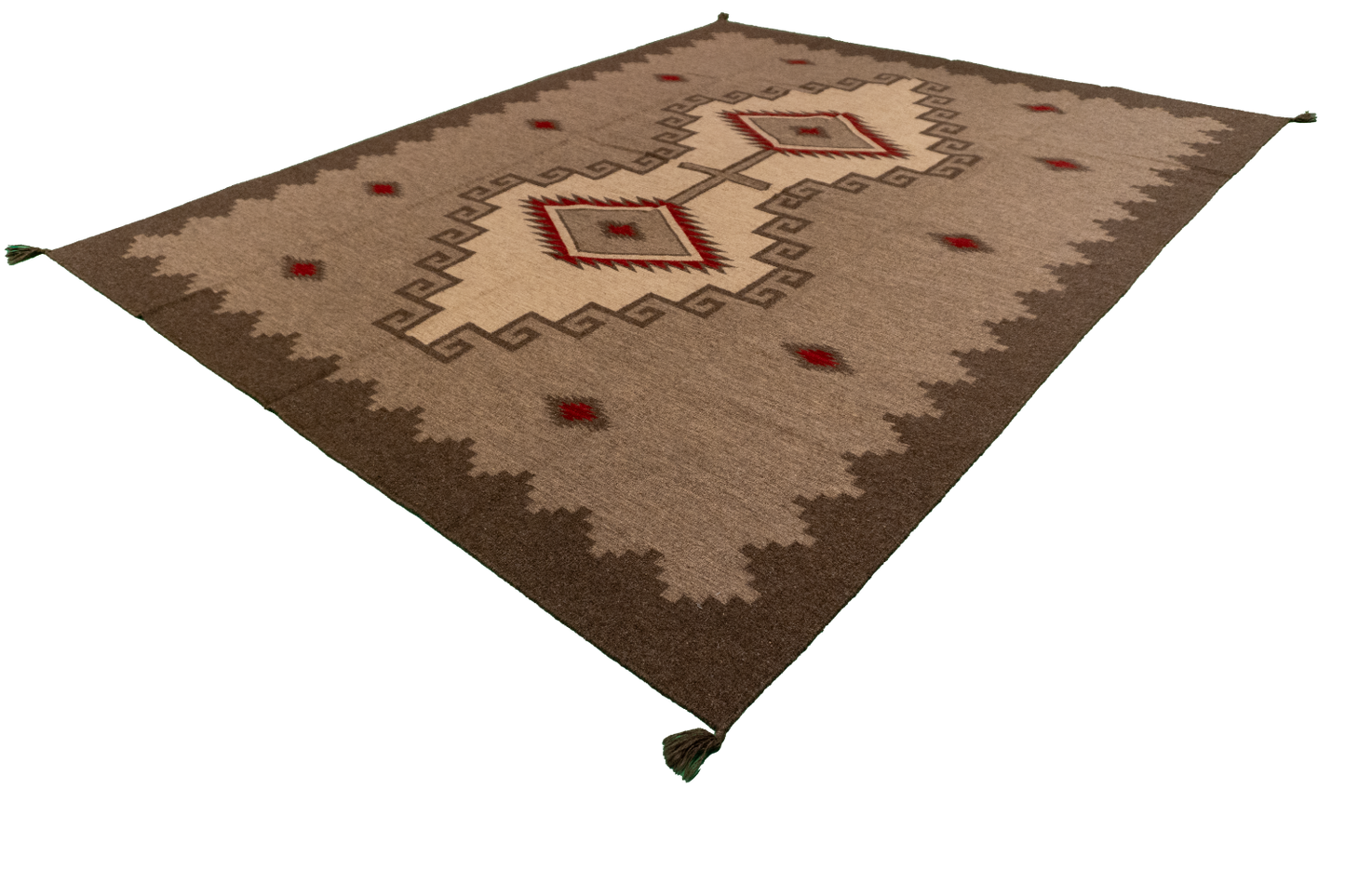 W 8 L 10 Kilim Navajo 100% Wool Hand-Woven All-Over Design - 66500