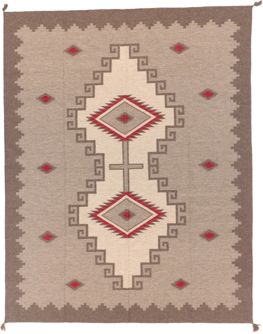 W 8 L 10 Kilim Navajo 100% Wool Hand-Woven All-Over Design - 66500