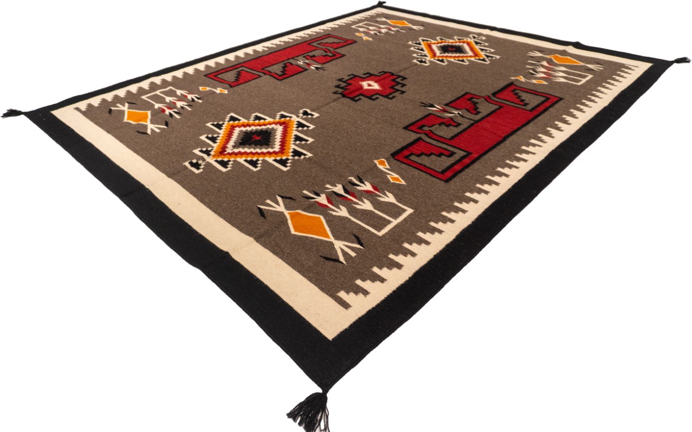 W 8 L 10 Kilim Navajo 100% Wool Hand-Woven All-Over Design - 66501