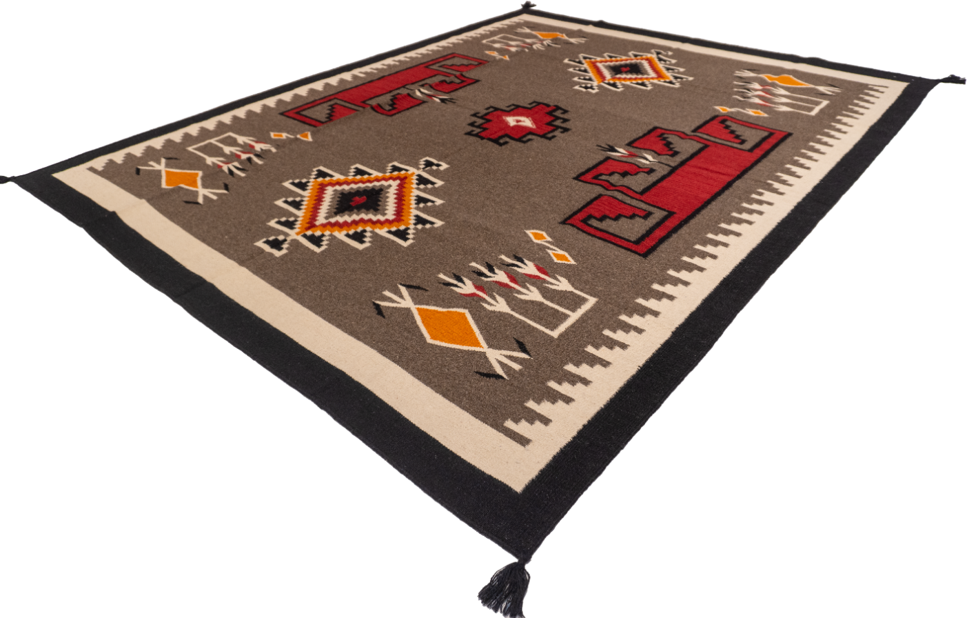W 8 L 10 Kilim Navajo 100% Wool Hand-Woven All-Over Design - 66501