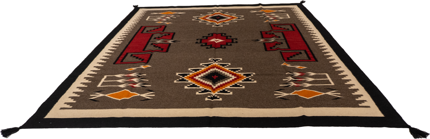 W 8 L 10 Kilim Navajo 100% Wool Hand-Woven All-Over Design - 66501