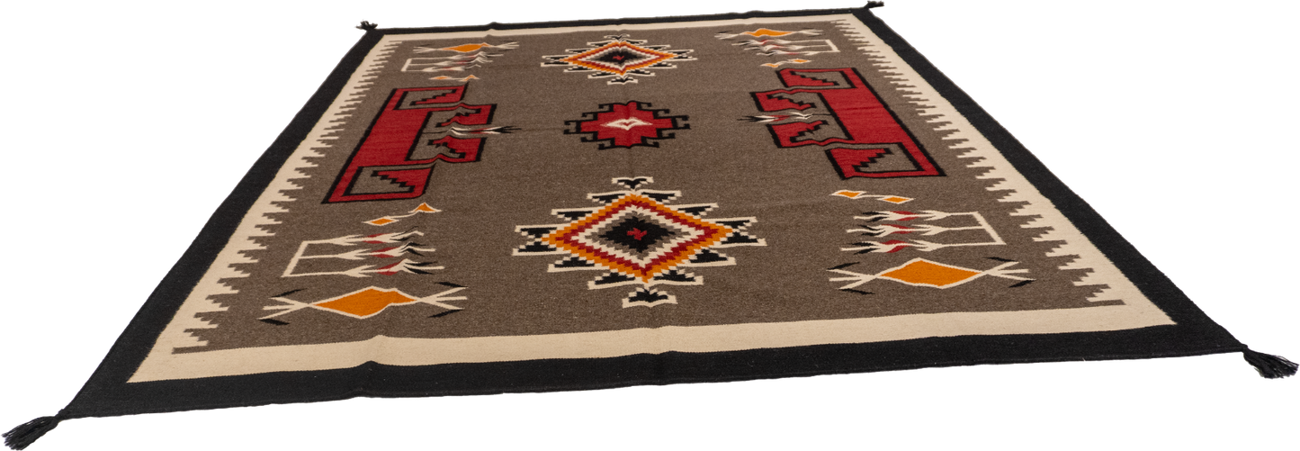 W 8 L 10 Kilim Navajo 100% Wool Hand-Woven All-Over Design - 66501