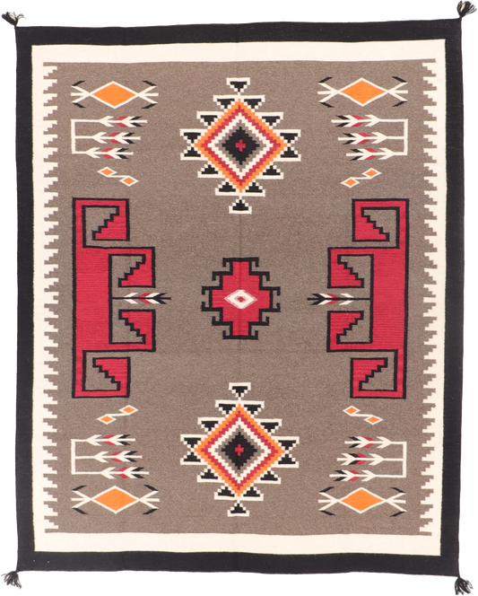 W 8 L 10 Kilim Navajo 100% Wool Hand-Woven All-Over Design - 66501