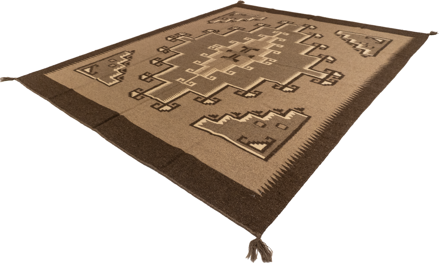 W 8 L 10  Kilim Navajo 100% Wool Hand-Woven All-Over Design - 66502