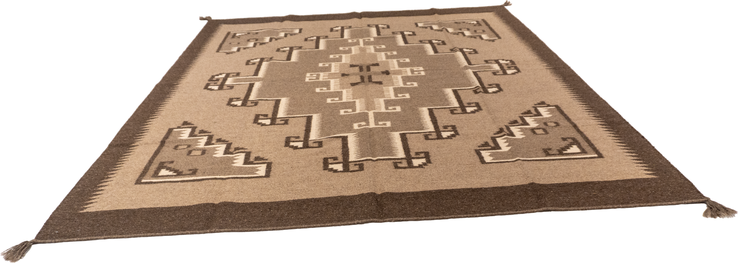 W 8 L 10  Kilim Navajo 100% Wool Hand-Woven All-Over Design - 66502