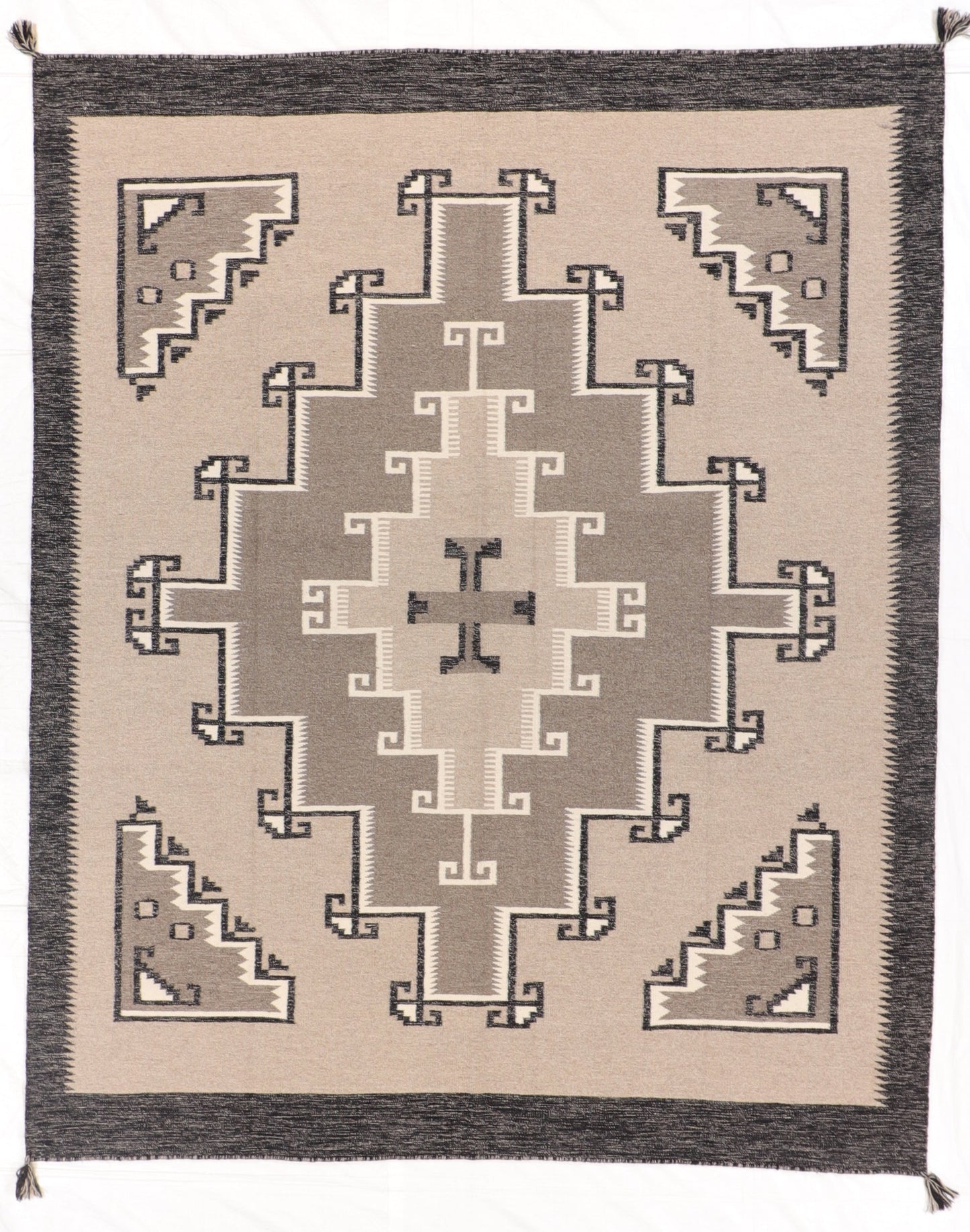 W 8 L 10 Kilim Navajo 100% Wool Hand-Woven All-Over Design - 66503