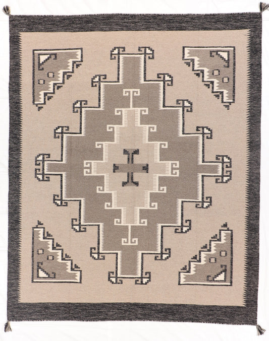 W 8 L 10 Kilim Navajo 100% Wool Hand-Woven All-Over Design - 66503