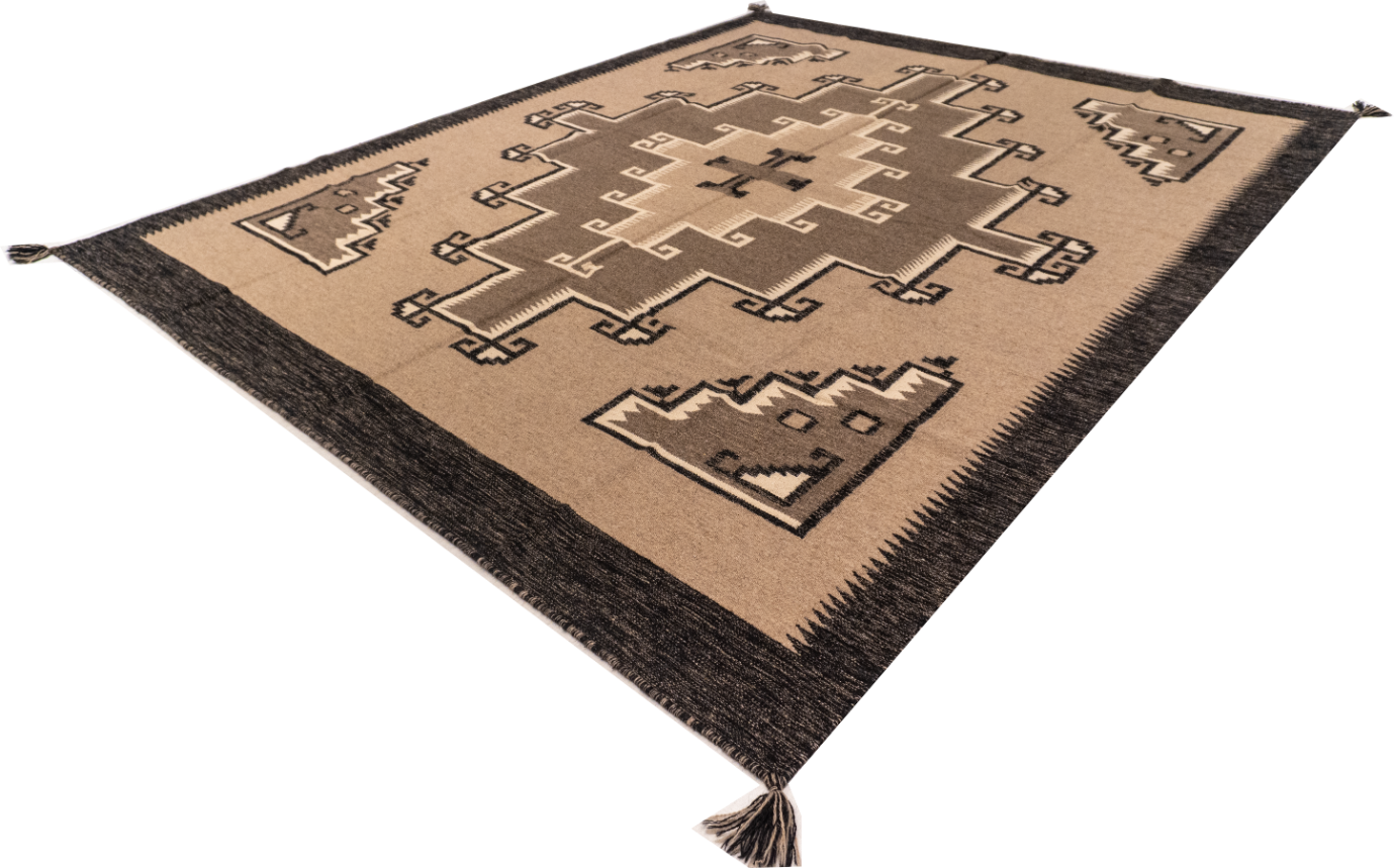 W 8 L 10 Kilim Navajo 100% Wool Hand-Woven All-Over Design - 66503