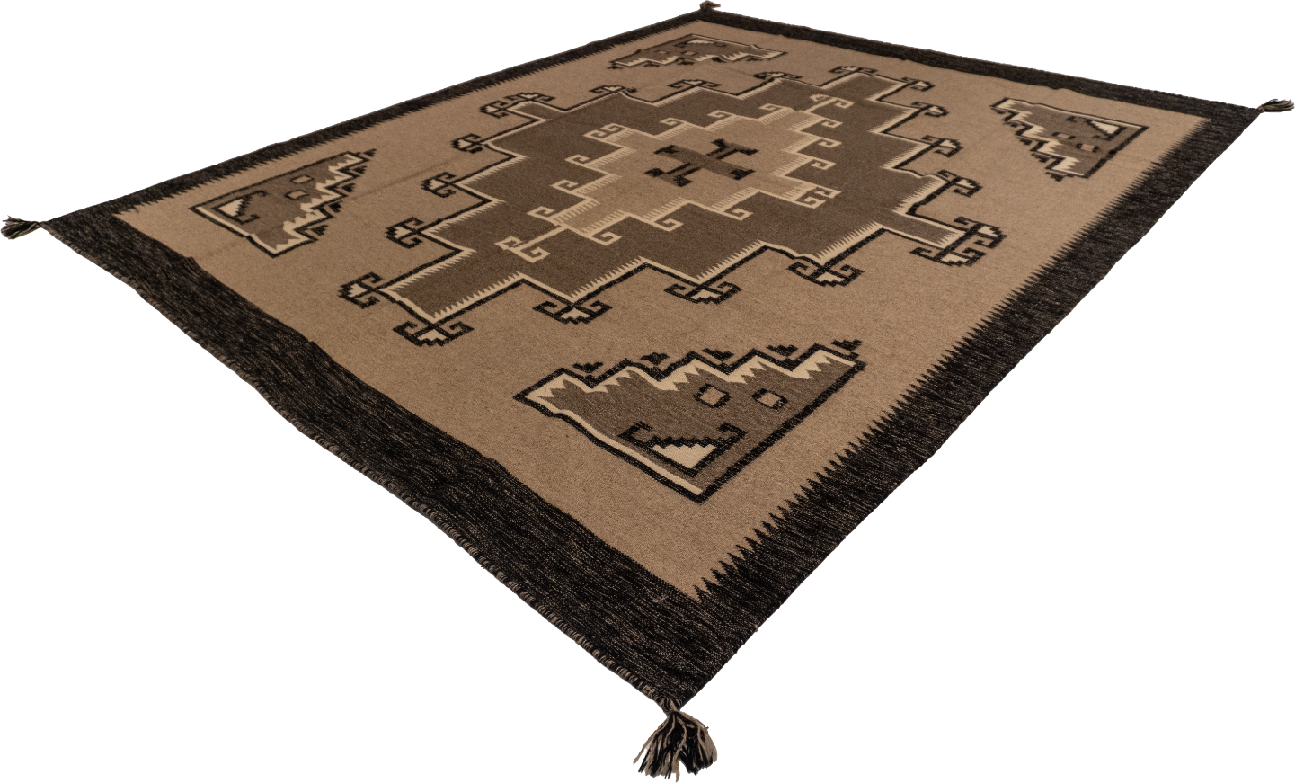 W 8 L 10 Kilim Navajo 100% Wool Hand-Woven All-Over Design - 66503
