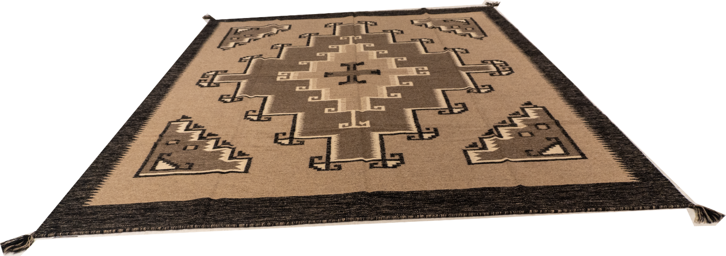W 8 L 10 Kilim Navajo 100% Wool Hand-Woven All-Over Design - 66503