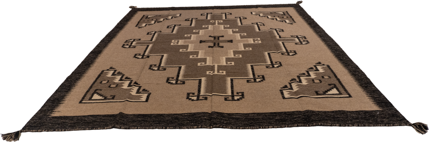 W 8 L 10 Kilim Navajo 100% Wool Hand-Woven All-Over Design - 66503