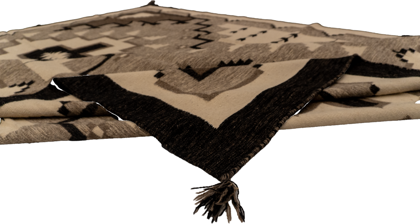 W 9 L12 Kilim Navajo 100% Wool Hand-Woven All-Over Design - 66505