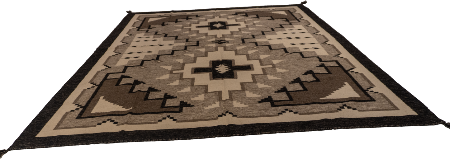 W 9 L12 Kilim Navajo 100% Wool Hand-Woven All-Over Design - 66505