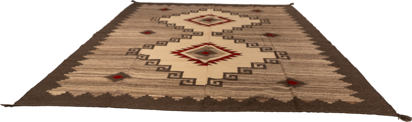 W 9 L 12 Kilim Navajo 100% Wool Hand-Woven All-Over Design - 66506