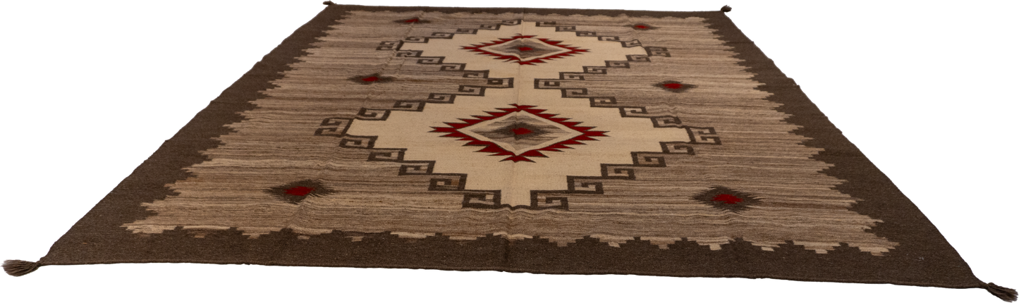W 9 L 12 Kilim Navajo 100% Wool Hand-Woven All-Over Design - 66506