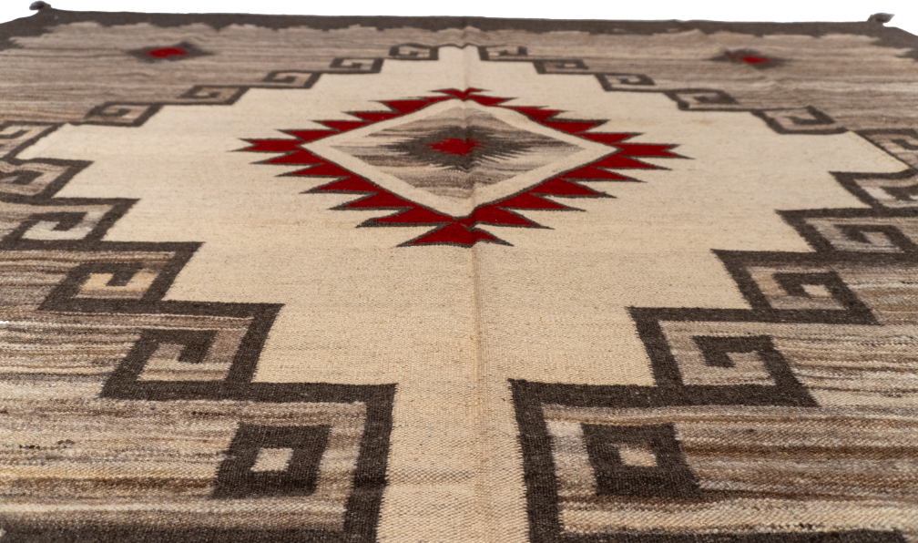 W 9 L 12 Kilim Navajo 100% Wool Hand-Woven All-Over Design - 66506