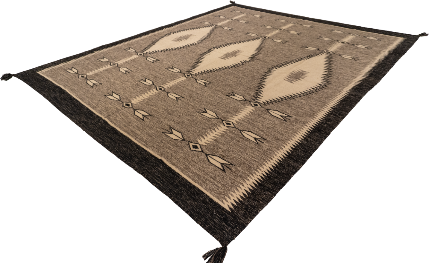 W 8 L 10 Kilim Navajo 100% Wool Hand-Woven All-Over Design - 66509