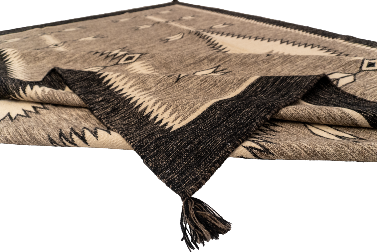 W 8 L 10 Kilim Navajo 100% Wool Hand-Woven All-Over Design - 66509