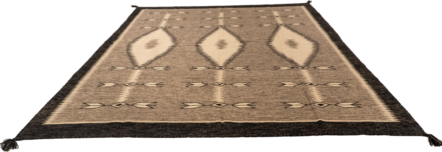 W 8 L 10 Kilim Navajo 100% Wool Hand-Woven All-Over Design - 66509