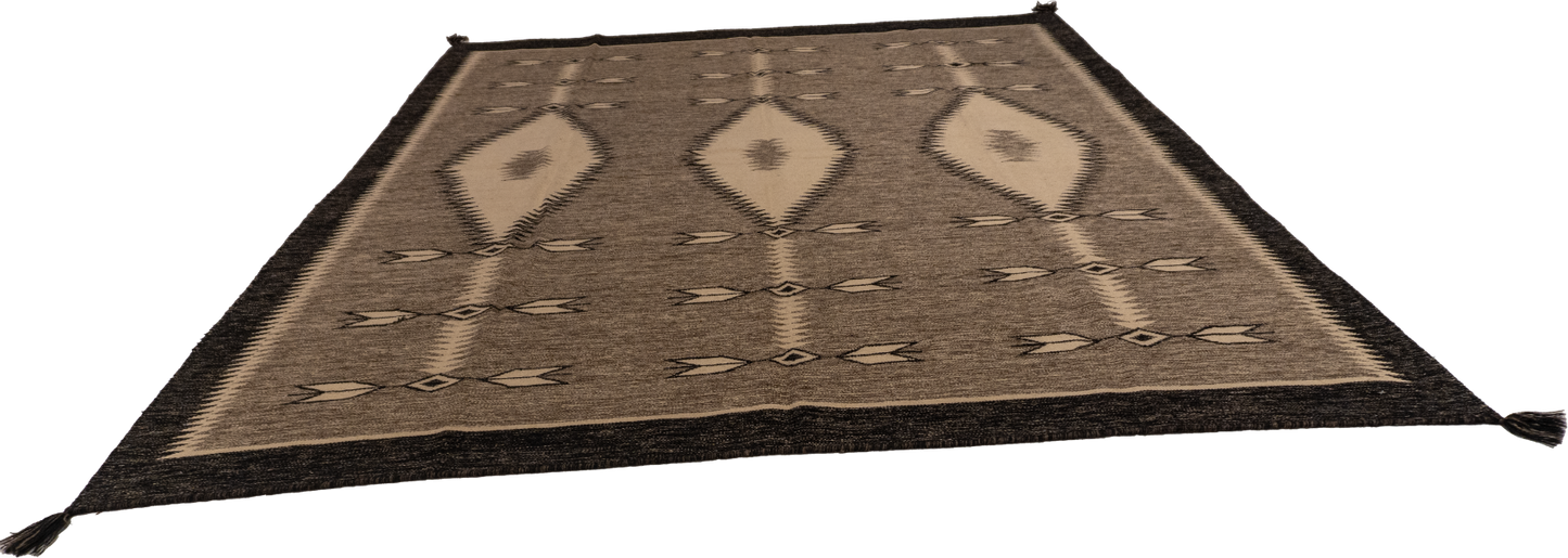 W 8 L 10 Kilim Navajo 100% Wool Hand-Woven All-Over Design - 66509