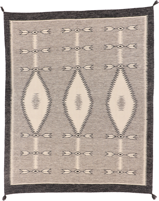 W 8 L 10 Kilim Navajo 100% Wool Hand-Woven All-Over Design - 66509