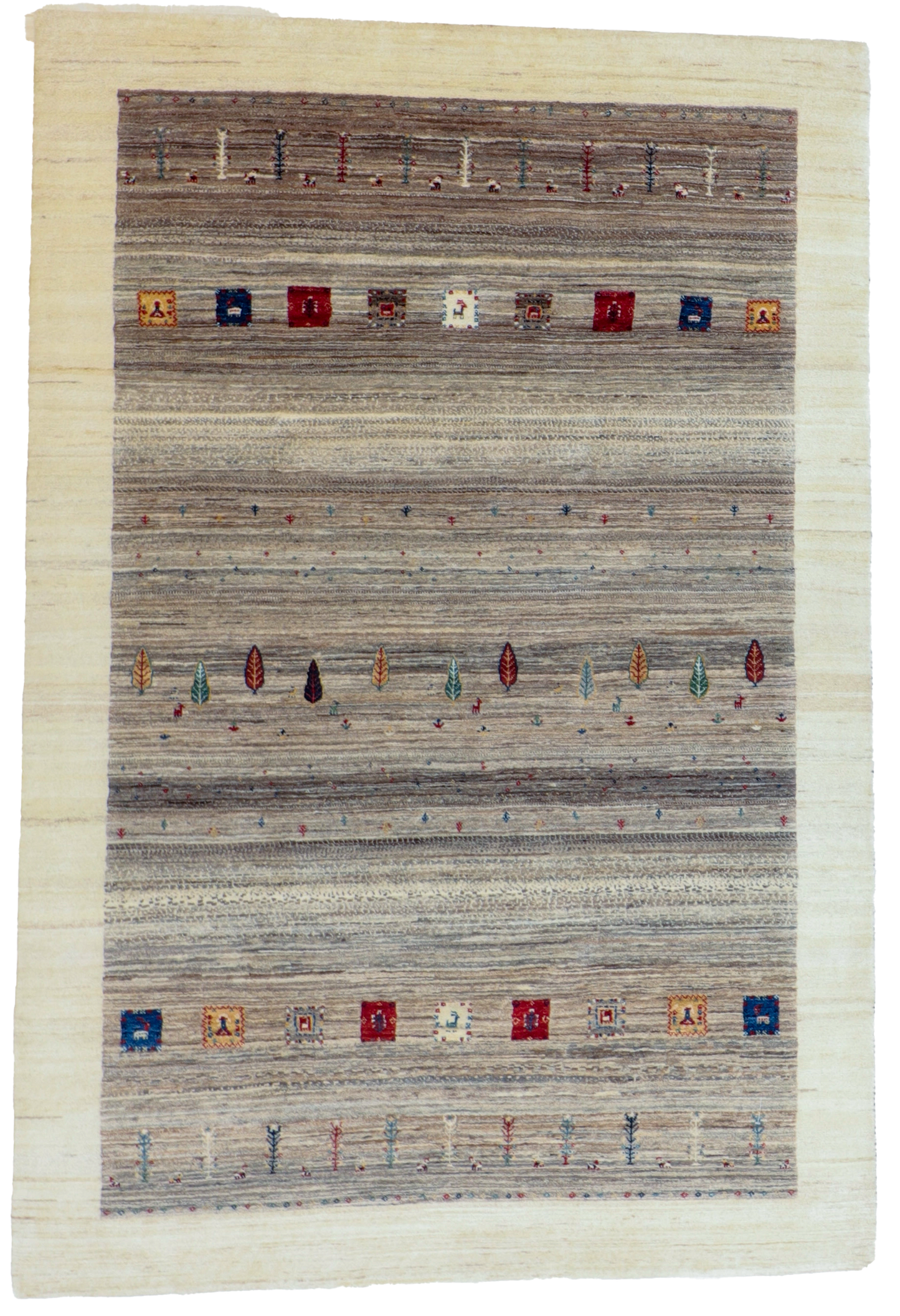 W 5.2 L 7.9 Gabbeh 100% Wool Hand-Woven All-Over Design - 66518
