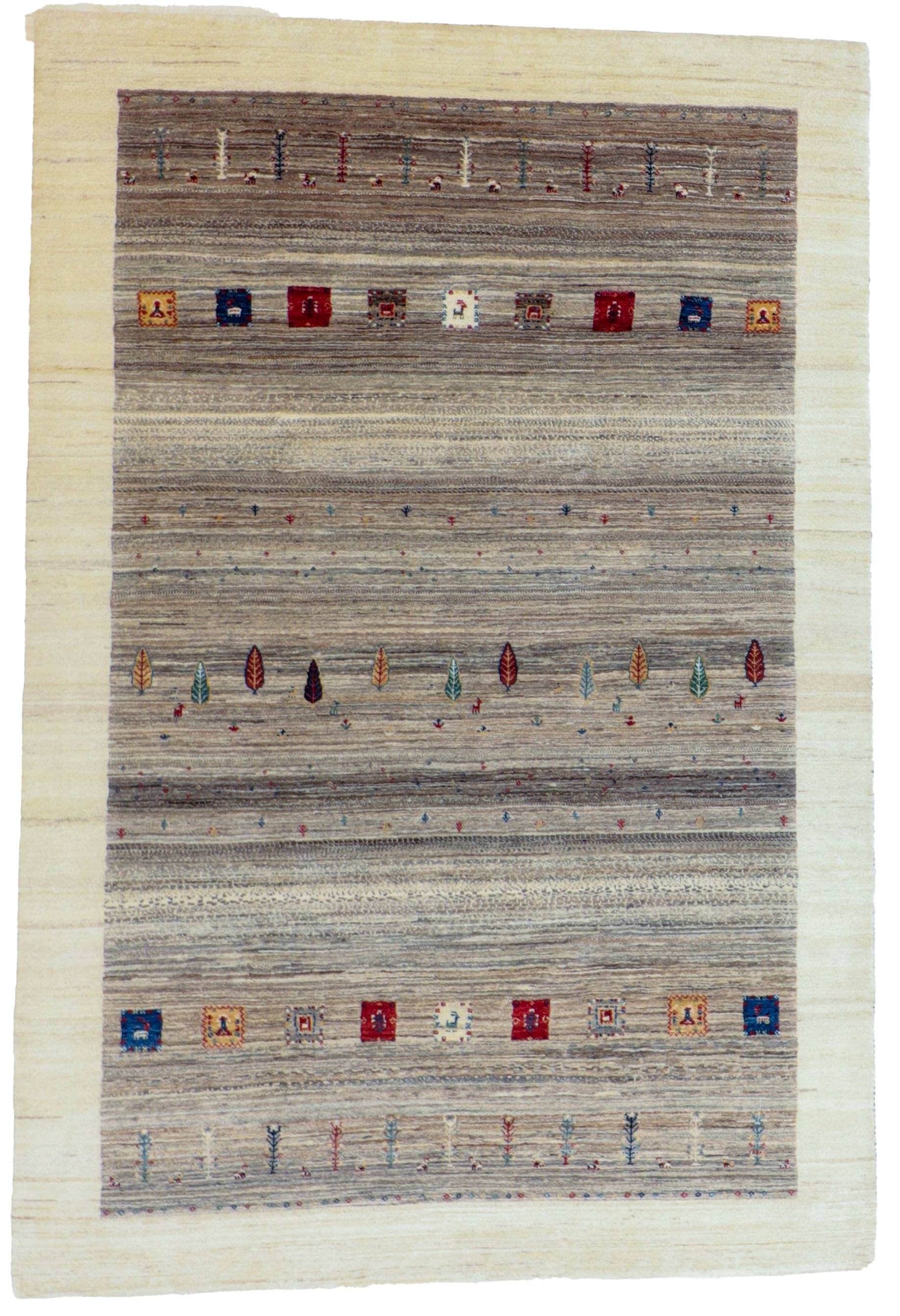W 5.2 L 7.9 Gabbeh 100% Wool Hand-Woven All-Over Design - 66518