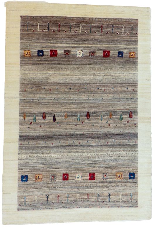 W 5.2 L 7.9 Gabbeh 100% Wool Hand-Woven All-Over Design - 66518