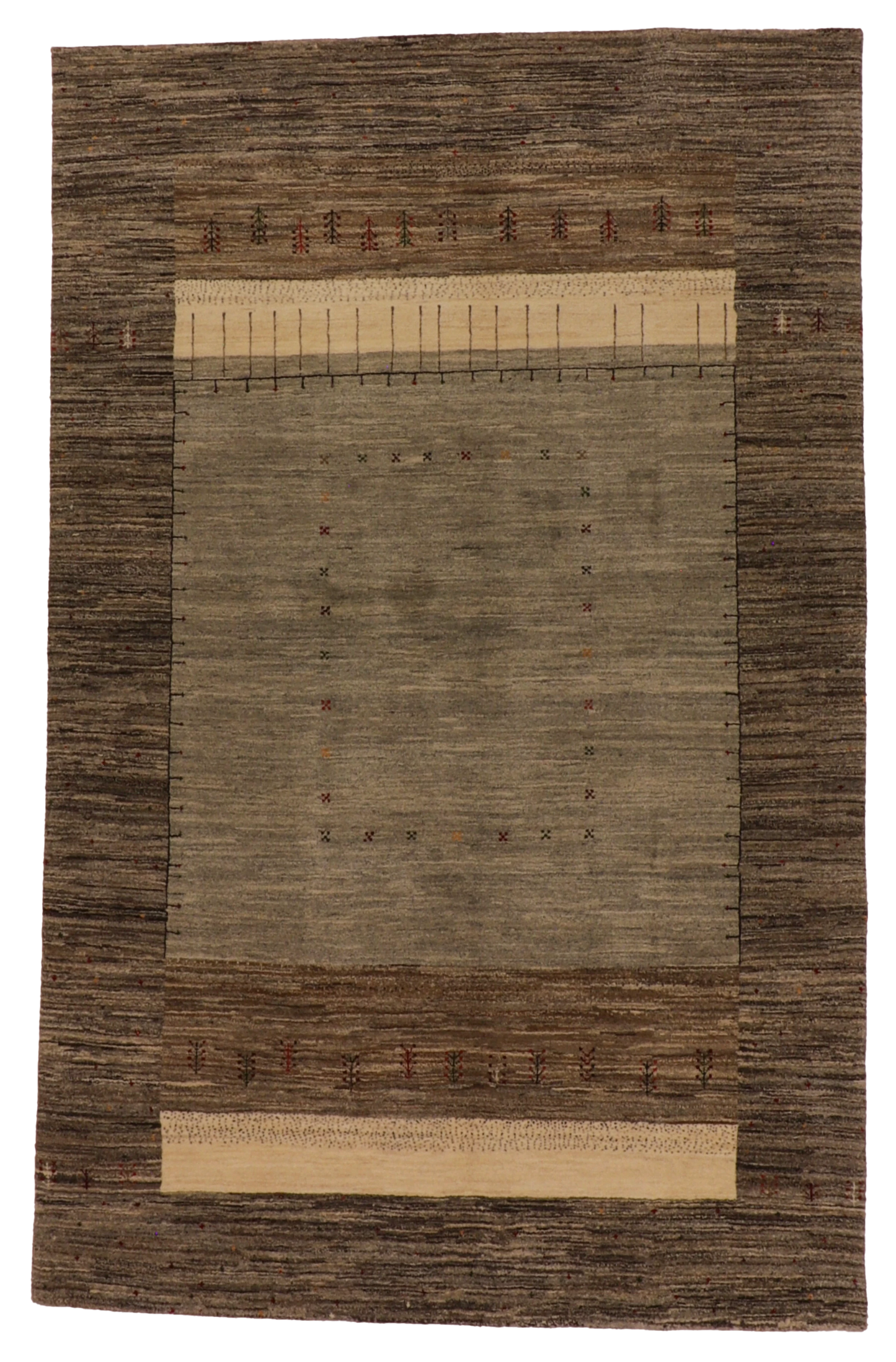 W 6 L 9.3 Mountain Modern 100% Wool Hand-Woven All-Over Design - 66570