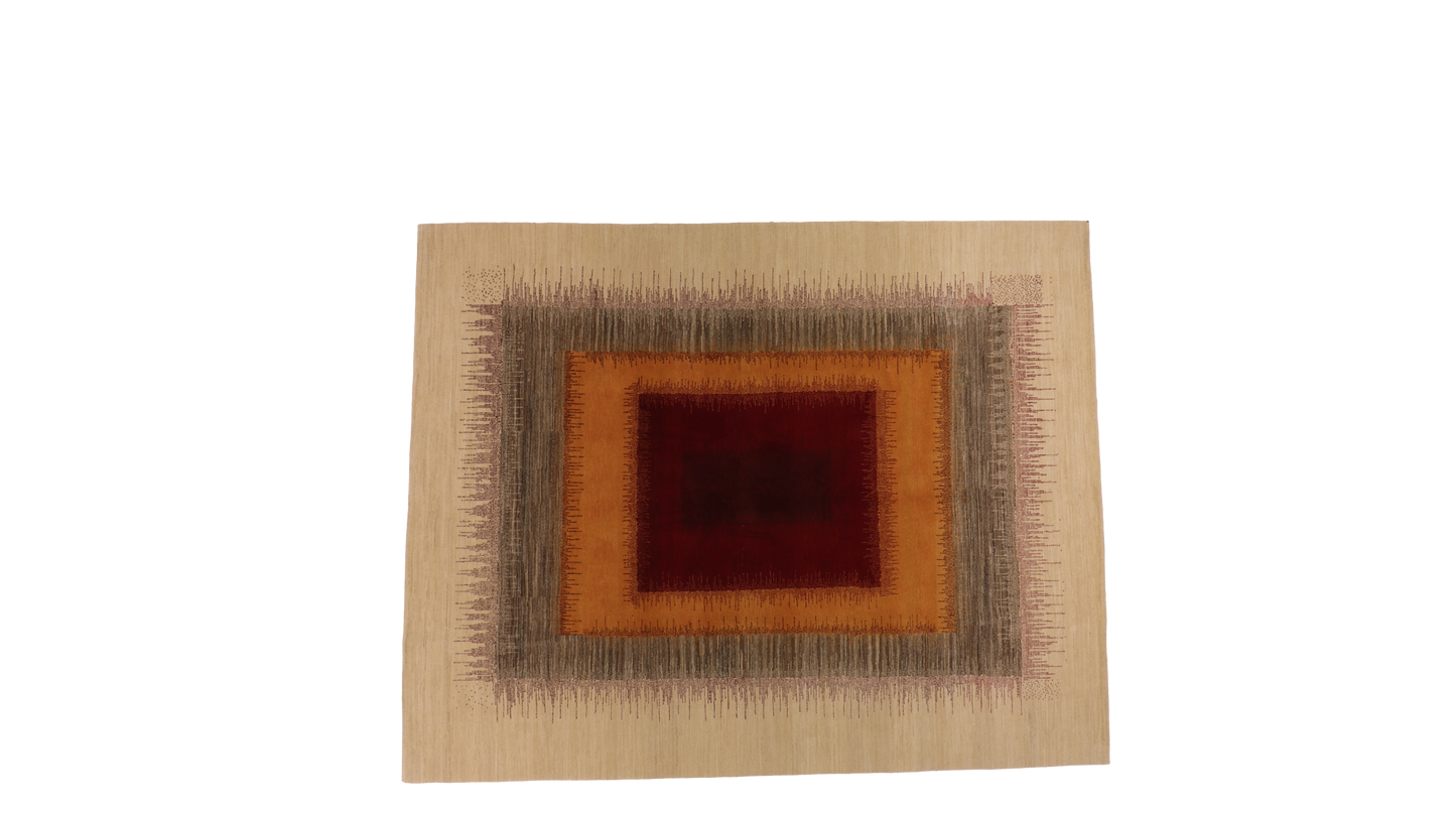 W 8.1 L 10.1 Modern 100% Wool Hand-Woven All-Over Design - 66573