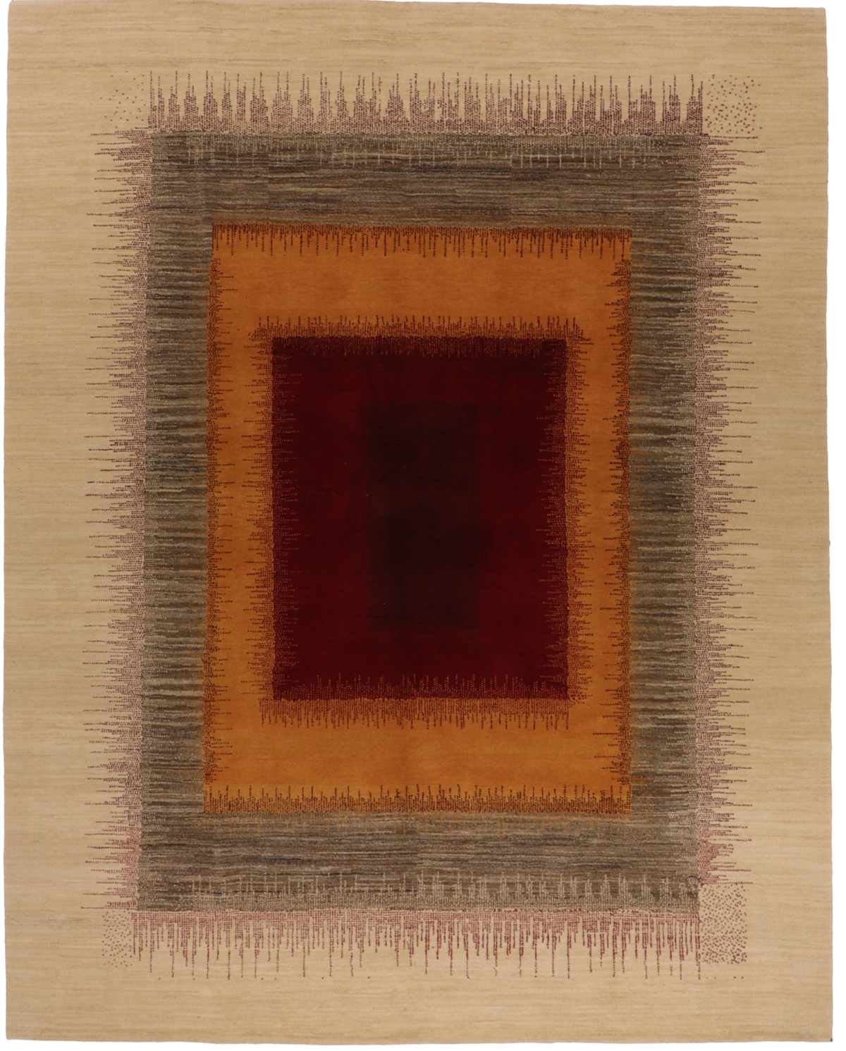 W 8.1 L 10.1 Modern 100% Wool Hand-Woven All-Over Design - 66573