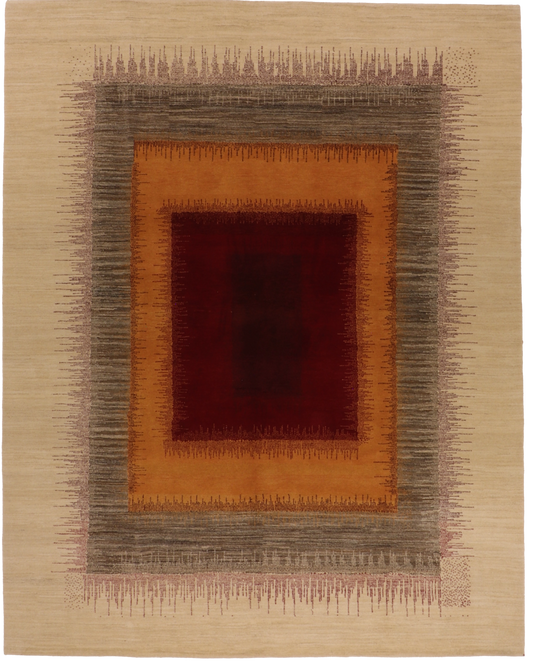 W 8.1 L 10.1 Modern 100% Wool Hand-Woven All-Over Design - 66573