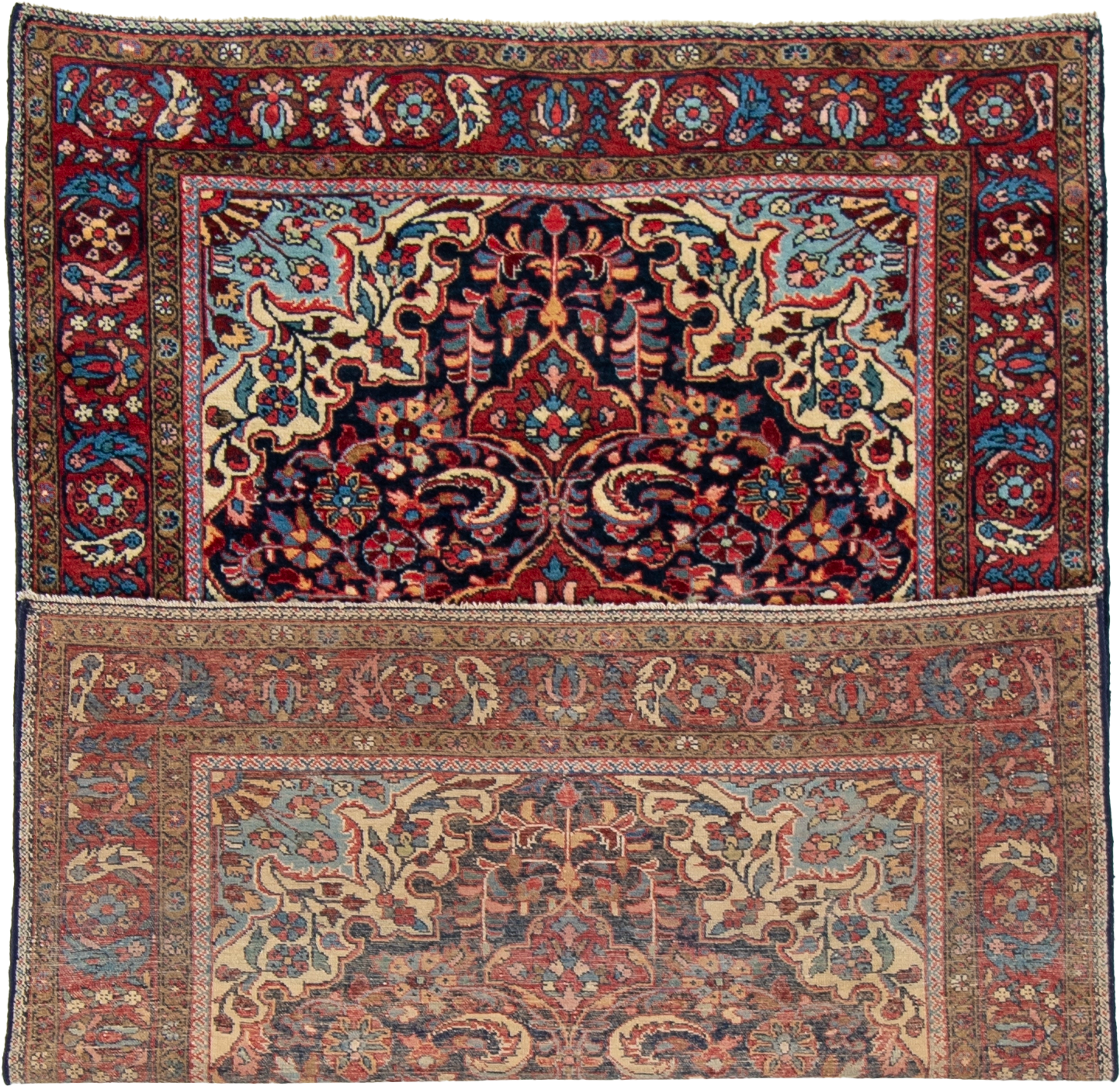 W 4.9 L 6.8 Mahal Antique 100% Wool Hand-Woven Floral Design - 66586