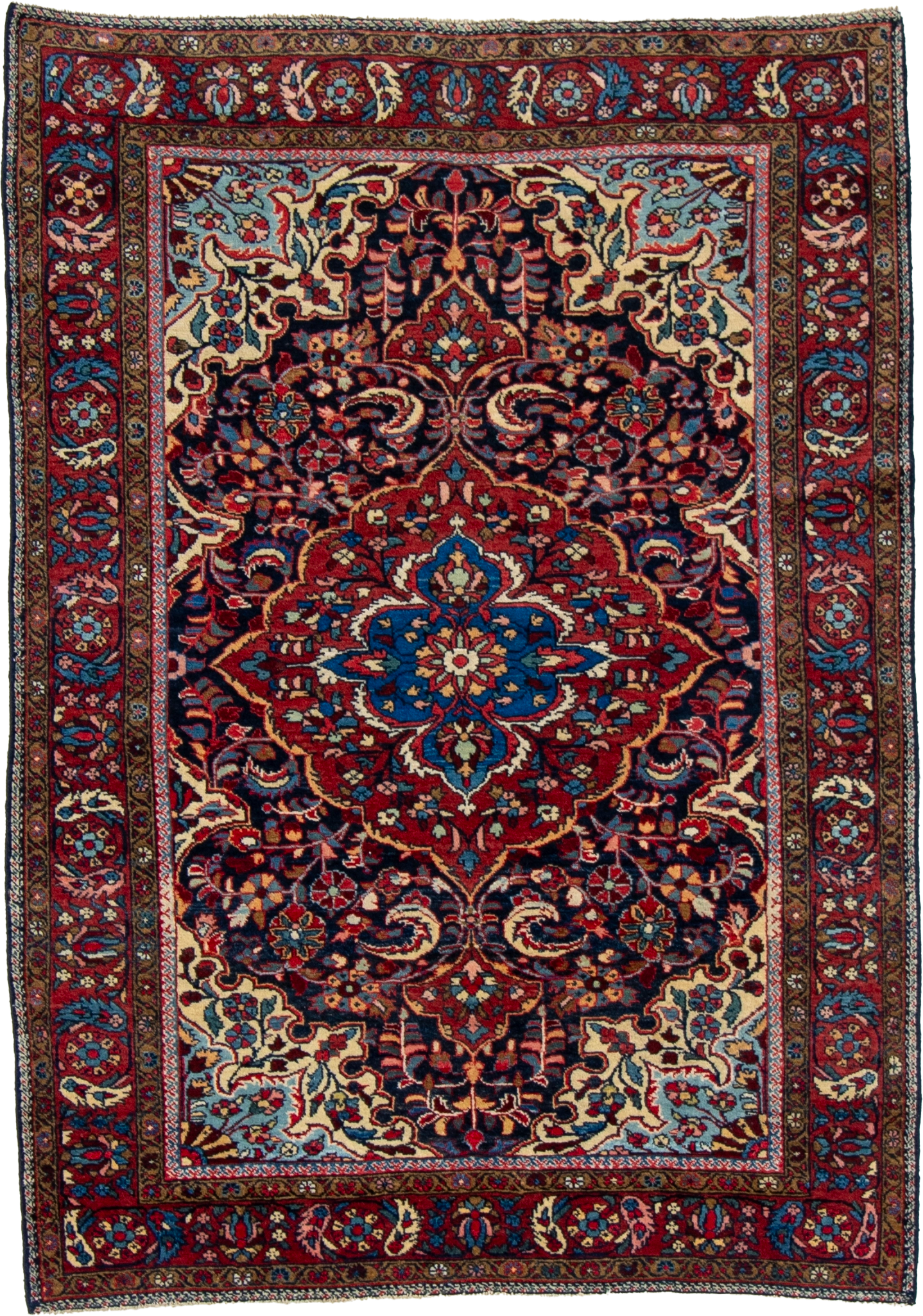 W 4.9 L 6.8 Mahal Antique 100% Wool Hand-Woven Floral Design - 66586