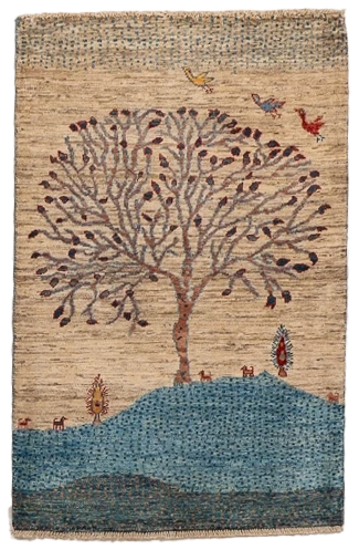W 2.7 L 4 Tree Of Life 100% Wool Hand-Woven All-Over Design - 66601