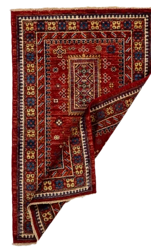 W 2.6 L 4 Kazak 100% Wool Hand-Woven All-Over Design - 66604