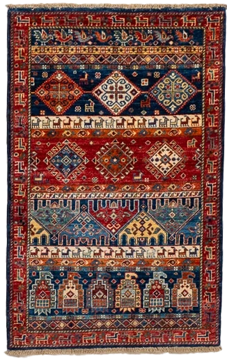 W 2.8 L 4.2 Baluch 100% Wool Hand-Woven All-Over Design - 66605