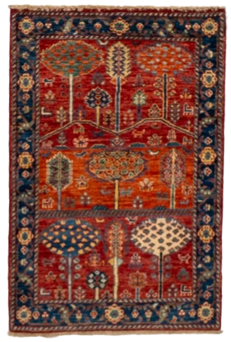 W 2.8 L 3.11 Garden 100% Wool Hand-Woven All-Over Design - 66606