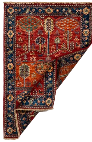 W 2.8 L 3.11 Garden 100% Wool Hand-Woven All-Over Design - 66606