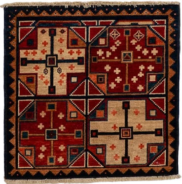 W 3.1 L 3.1 Kazak 100% Wool Hand-Woven Geometric Design - 66607