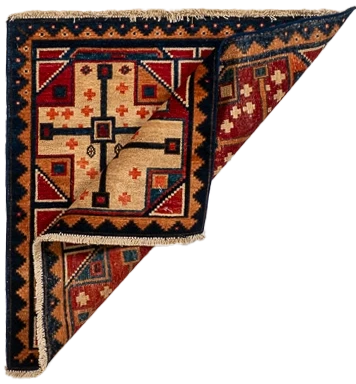 W 3.1 L 3.1 Kazak 100% Wool Hand-Woven Geometric Design - 66607
