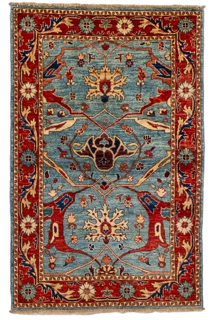 W 3.4 L 5.1 Bijar 100% Wool Hand-Woven All-Over Design - 66610