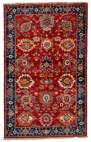 W 2.11 L 4.9 Tabriz 100% Wool Hand-Woven All-Over Design - 66619