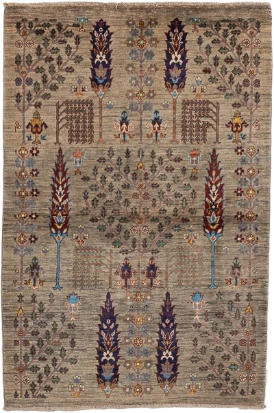 W 3.4 L 5 Tree Of Life 100% Wool Hand-Woven All-Over Design - 66622