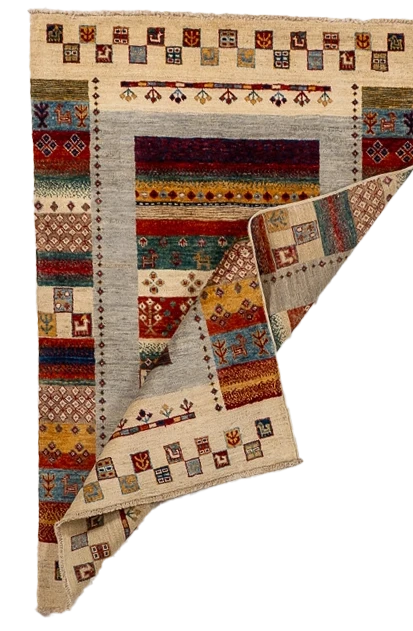 W 3.4 L 5.1 Baluch 100% Wool Hand-Woven All-Over Design - 66623