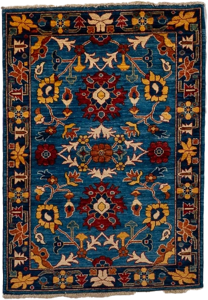 W 3.5 L 4.10 Ziegler 100% Wool Hand-Woven All-Over Design - 66625