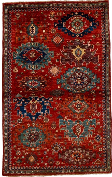 W 3.9 L 5.11 Mahal 100% Wool Hand-Woven All-Over Design - 66626