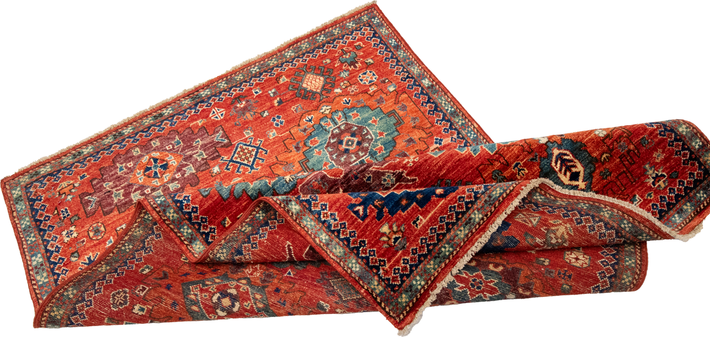 W 3.9 L 5.11 Mahal 100% Wool Hand-Woven All-Over Design - 66626
